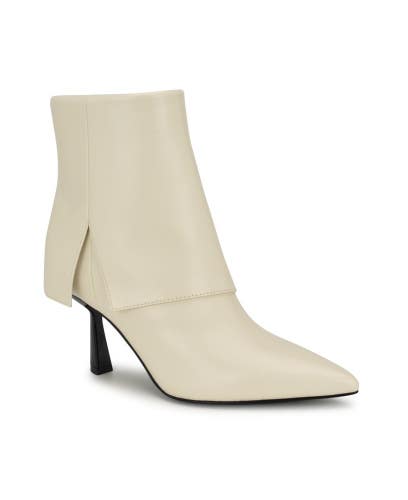 Nine West Bazie Boots Women's US 7.5 M Cream Pointed Toe Ankle Bootie HTAT1267
