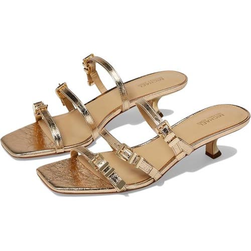 Michael Kors Darrington Sandals Women's Pale Gold Kitten Heel Strappy HTAT1238