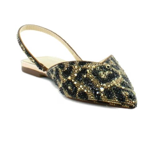 Betsey Johnson Vance Flats Womens 6M Multi Leopard Rhinestone Slingback HTAT1233