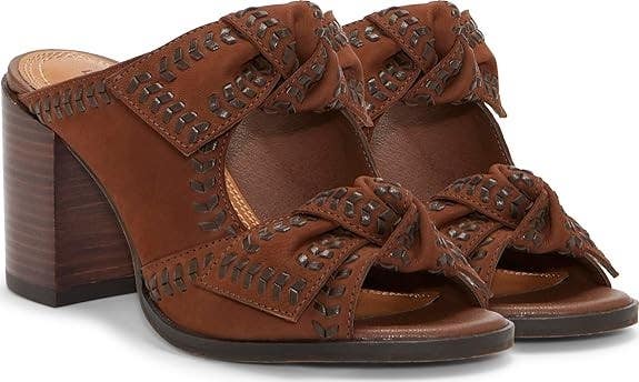 Lucky Brand Dynah Womens US 5 Chocolate Leather Block Heel Sandals HTAT1190