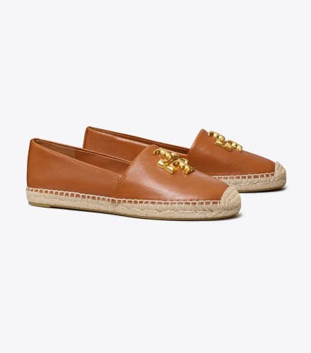 Tory Burch Eleanor Flats Womens US 8 Bourbon Leather Slip On Espadrille HTAT1136