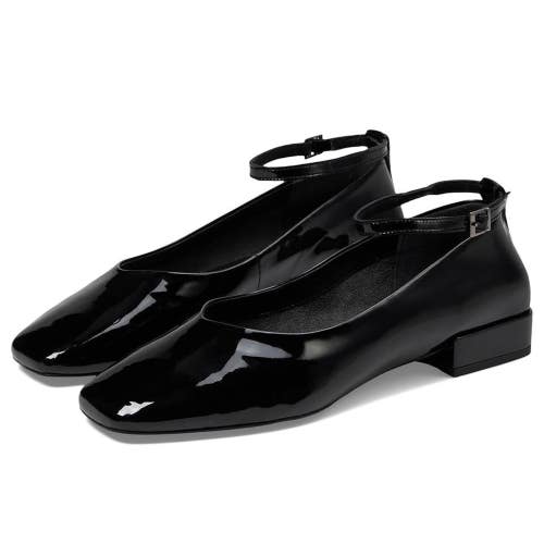 Seychelles Pumpkin Flats Women's 10 M Black Patent Leather Ankle Strap HTAT1129
