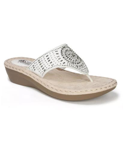 Cliffs by White Mountain Cienna Thong Sandal Womens 8.5 White Flip-Flop HTAT1167