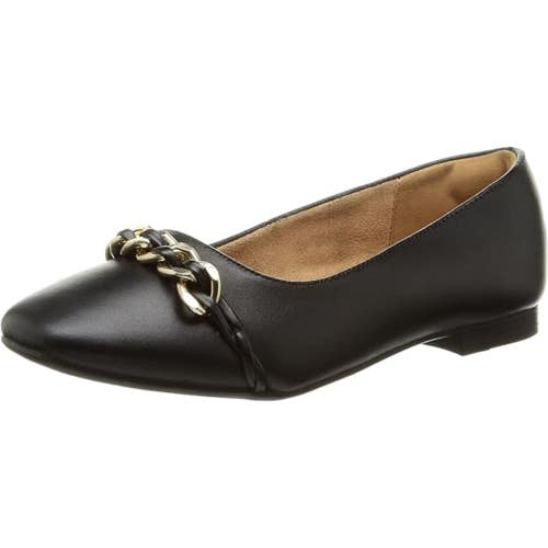 Rockport Zoie CI9673 Chain Ballet Flat Womens 7.5 M Black Slip On Shoes HTAT1171