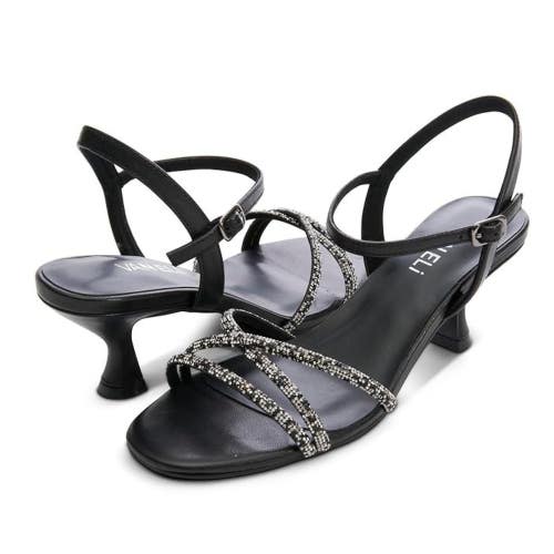 Vaneli Linzy Sandals Women's 10 B Black Leather Kitten Heel Ankle Strap HTAT1131