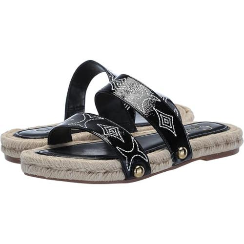 Jessica Simpson Jasdin Flat Sandals Womens 5.5 M Black Espadrille Slide HTAT1195