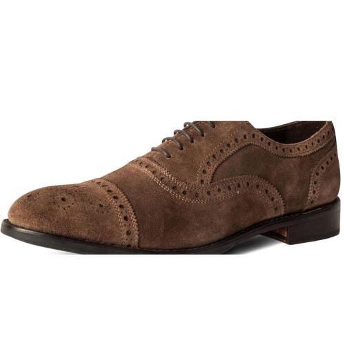 Anthony Veer Ford Quarter Brogue Mens Brown Suede Wingtip Dress Shoes HTAT1159