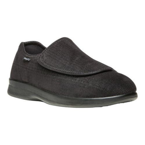 Propet Cush N Foot Slippers Mens US 7.5 Black Corduroy Slip on Shoes HTAT1119