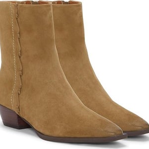 Lucky Brand Shakell Bootie Womens US 8 Olive Green Leather Ankle Boots HTAT1116