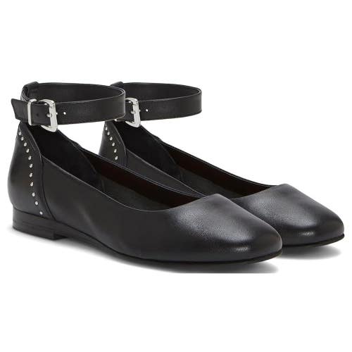 Lucky Brand Melsin Womens 5 Black Faux Leather Ankle Strap Flat Shoes HTAT1189