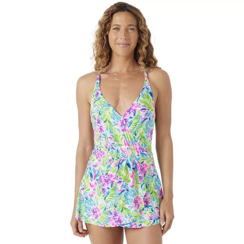 Stella Parker Swimdress Women's Medium Multi Floral Crossback Wrap Hem DSGL1291