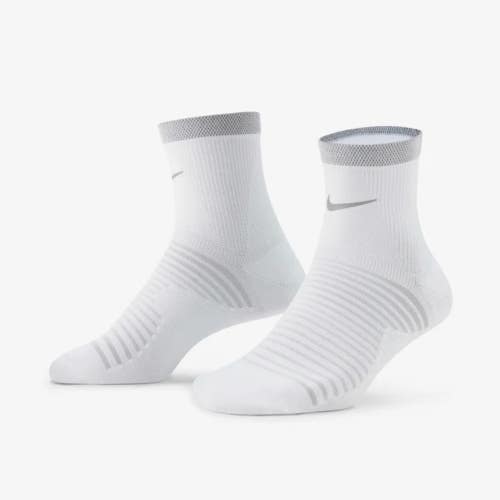 Nike Spark Lightweight Ankle Socks Unisex 8-9.5 White Silver Running DSGL1274