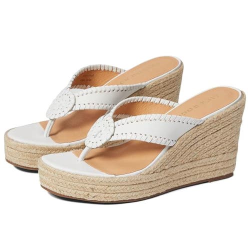Jack Rogers Rowan Sandals Women 8.5 White Platform Wedge Heel Espadrille RHS3690