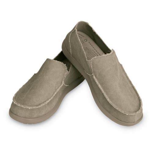 Crocs Santa Cruz 10128-261 Men's US 11 Khaki Canvas Slip On Casual Shoes LIQ478