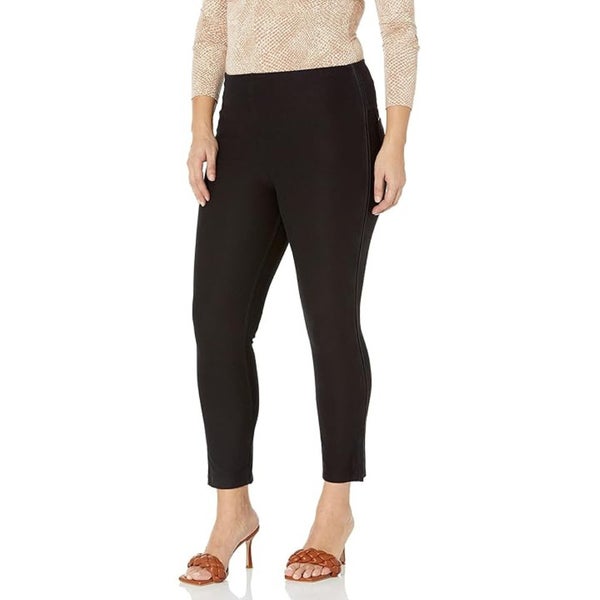 Lyssé Park Legging Women Large Black Denim Flat Front High Waisted Cropped NLW42