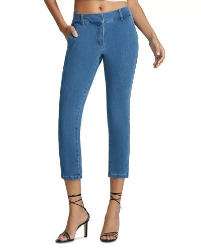 Commando Jeans Womens Large Light Indigo Denim Stretch Cropped Skinny Leg NLW327