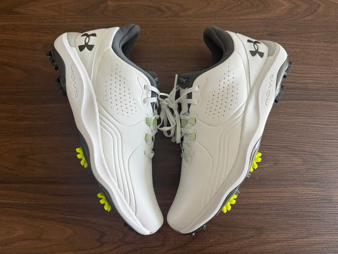Under Armour HOVR Drive Pro Golf Shoes 3026919-100 White Gray Men’s 10.5