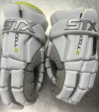 Used STX CELL VI Lacrosse Gloves Mens White MD 11497-S000157423