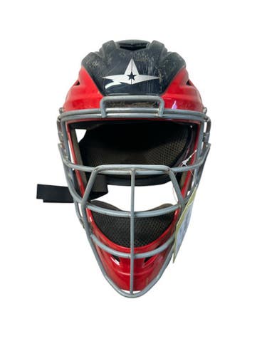 Used All Star SYSTEM 7 MASK Catchers Helmet w/Mask Navy Blue And Red MD 11835-S000207594