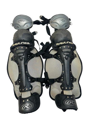 Used Rawlings INT SHINGUARDS Catchers Leg Guards Black Intermed 11835-S000207402