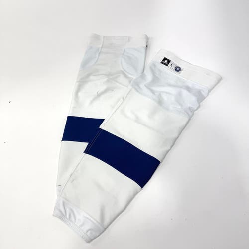 Used White Tampa Bay Lightning Game Socks | Large | Steven Stamkos #91 | BH572