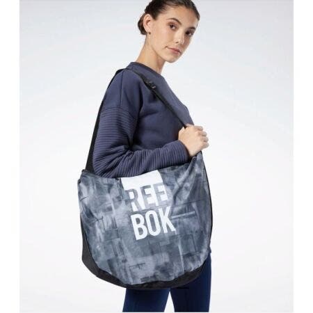 Reebok Training Grip Tote Bag grey and black graphic Mesh sides adjustable strap