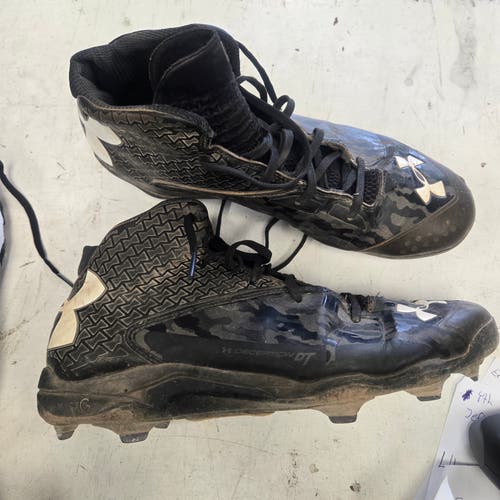 Black Men's Size M 10.0 (W 11.0) Adult Under Armour High Top Metal (Used)
