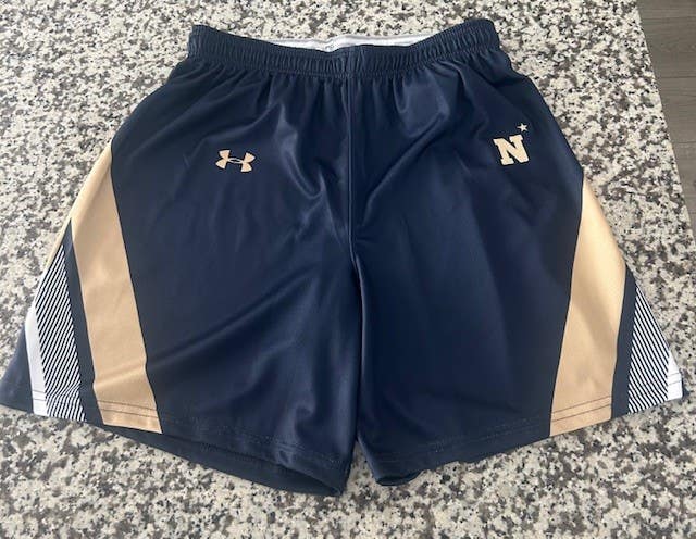 Under Armour Navy lacrosse mens game team shorts L large NEW Academy