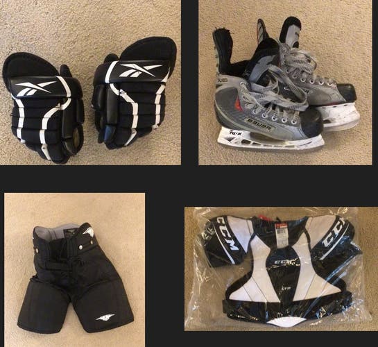 Hockey Gear Package (Bauer Skates, CCM Shoulder Pads, Reebok Gloves, Mission Pants)