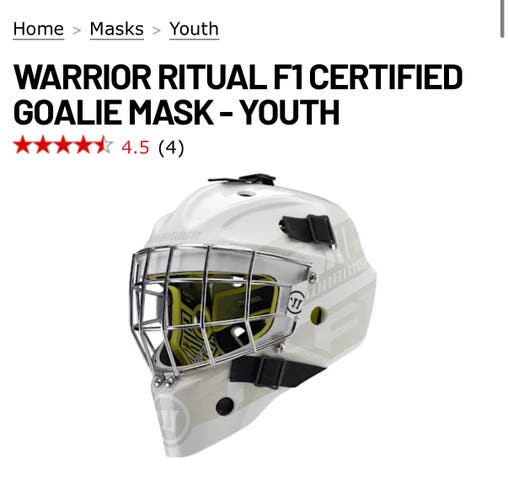 Youth Warrior Ritual F1 Goalie Mask (New)