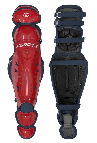 Force 3 Defender Leg Guards - 16.5" Red with Navy Trim