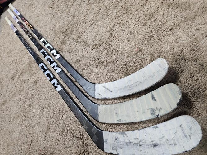 3x PACK O'CONNOR Penguins Game Used Sticks CCM Jetspeed FT6 PRO 90 flex LH