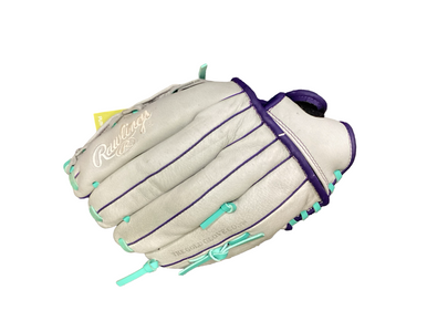 Used Rawlings WFP12GM RH Throw Fastpitch Gloves Turquoise 12" 11613-S000181443