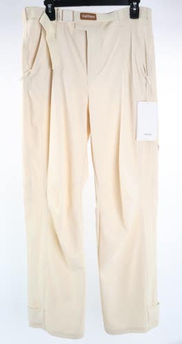 Halfdays Bastille Trail Pants Oatmilk Women's Sz M Recycled Nylon Belted UPF 50
