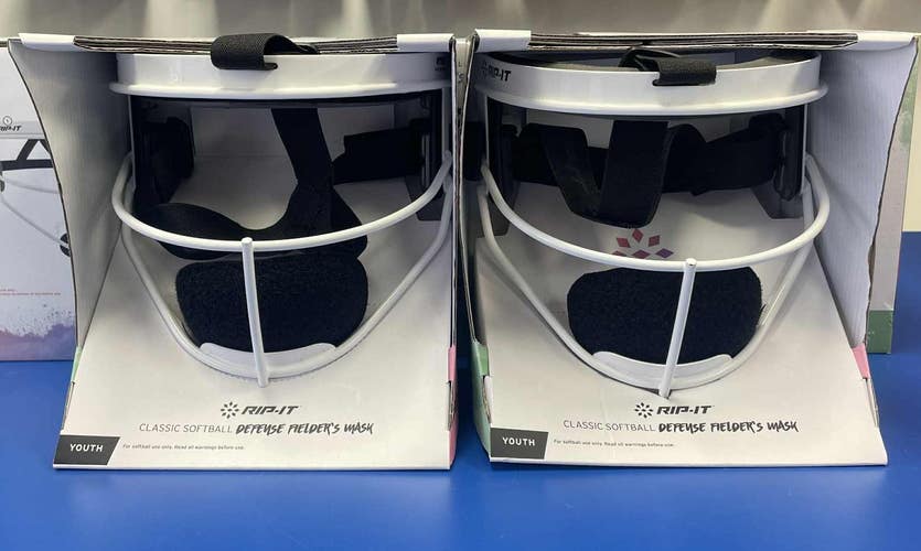 NEW Rip It Defense Pro Softball Fielder's Face Mask - WHITE Youth