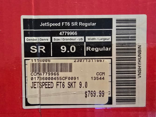 CCM JetSpeed FT6 Hockey Skates Regular Width 9 (New)