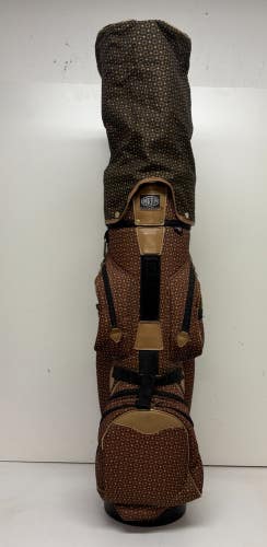 Burton Patterned Brown 6-Slot Golf Bag w/Head Cover Balls & Tees GREAT READ