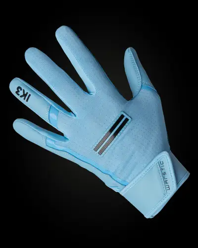 WARSTIC YOUTH EXTRA LARGE IK3 PRO CABRETTA SHORT CUFF BATTING GLOVES "LIGHT BLUE" (New) YXL