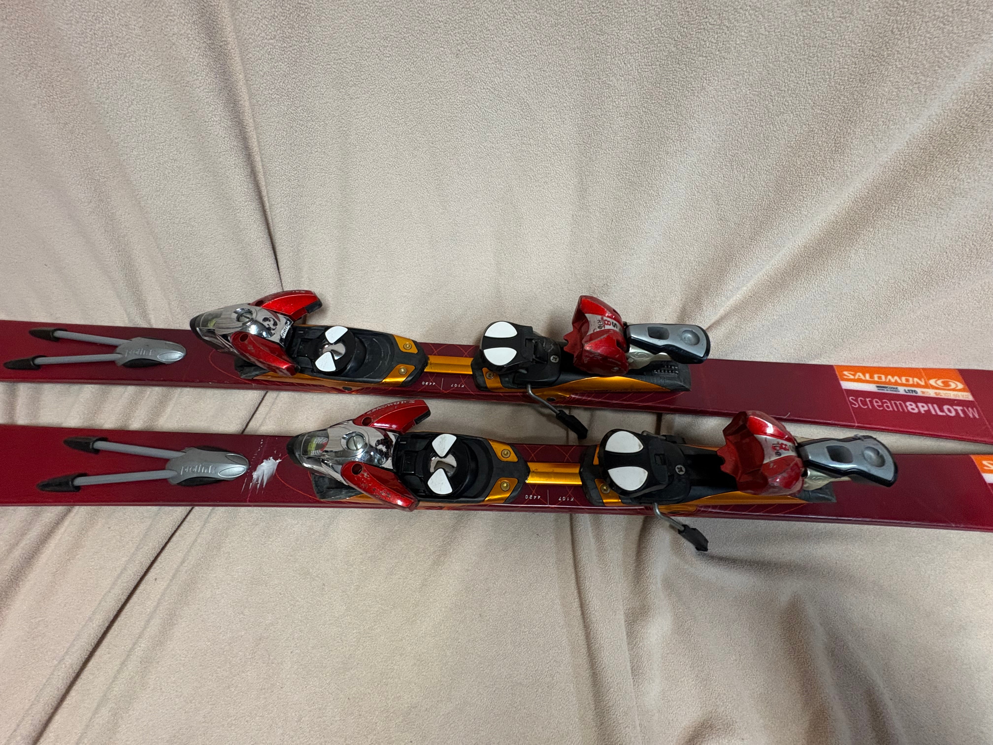 Used Salomon Scream 8 Pilot 175 Cm Mens Downhill Skis