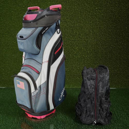 Callaway ORG 14 2019 Cart Golf Bag Red White Blue 14-Way USA Flag W/ Rainhood!