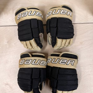 2 Pairs | Bauer HoneyBaked Detroit AAA Player-Issued Hockey Gloves – Size 12”  | Black/Gold