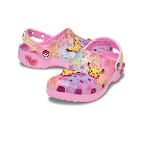 Crocs Classic Pikachu 211229-90H Clogs Kids Pink Slip On Casual Shoes JAX1269