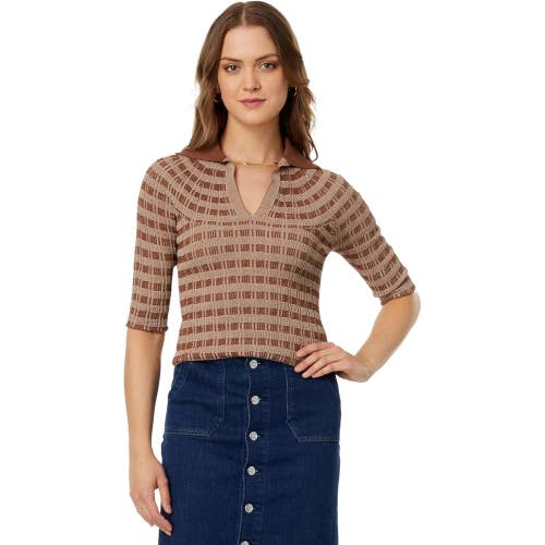 Rosetta Getty Polo Sweater Women's Small Toffee Striped Everyday Wear FROG470