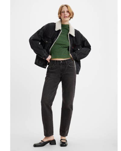 Levi's Middy Jeans Women 28X31 Black Denim Mid-Rise Straight Leg Zip-Fly FROG528