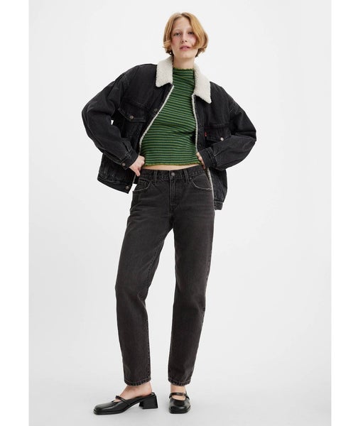 Levi's Middy Jeans Women 28X31 Black Denim Mid-Rise Straight Leg Zip-Fly FROG528