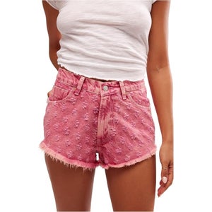 Free People Mixed Emotions Shorts Women's 31 Dragonfruit Denim High Rise FROG541