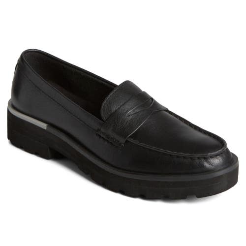 Sperry Chunky Penny Loafers Women's 8.5M Black Leather Round Toe Slip On RHS4067