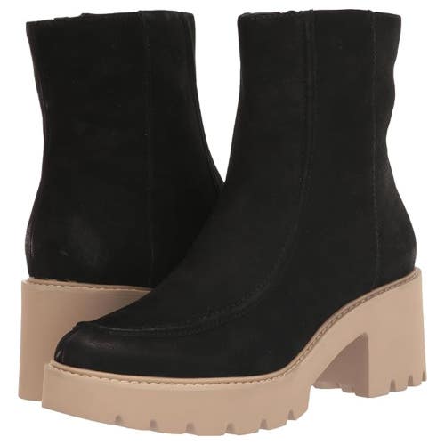 Dolce Vita Henla Boots Women's US 9M Black Leather Block Heel Bootie HTAT1073