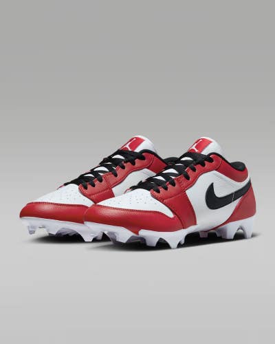 Nike Jordan 1 Low TD FJ6245-106 Men's 8 White Red Lace Up Football Cleats FD565