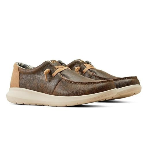 Ariat Hilo 10050976 Men 11 EE Brown Leather Moc Toe Slip-On Casual Shoes KHD2738